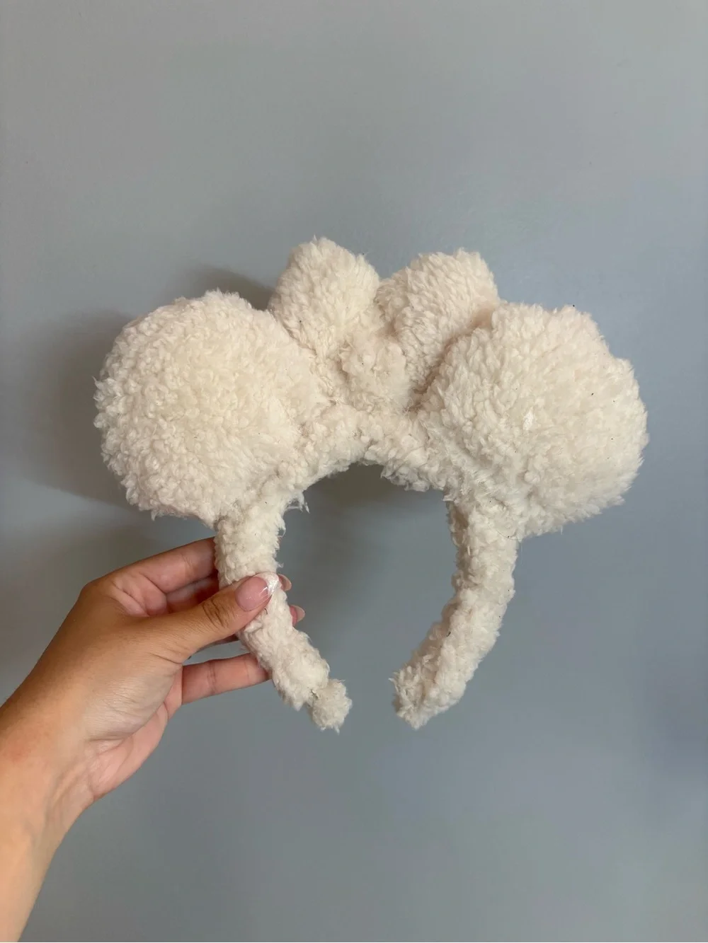 Handmade Plush Cream Fuzzy Minnie Ear Headband for adults